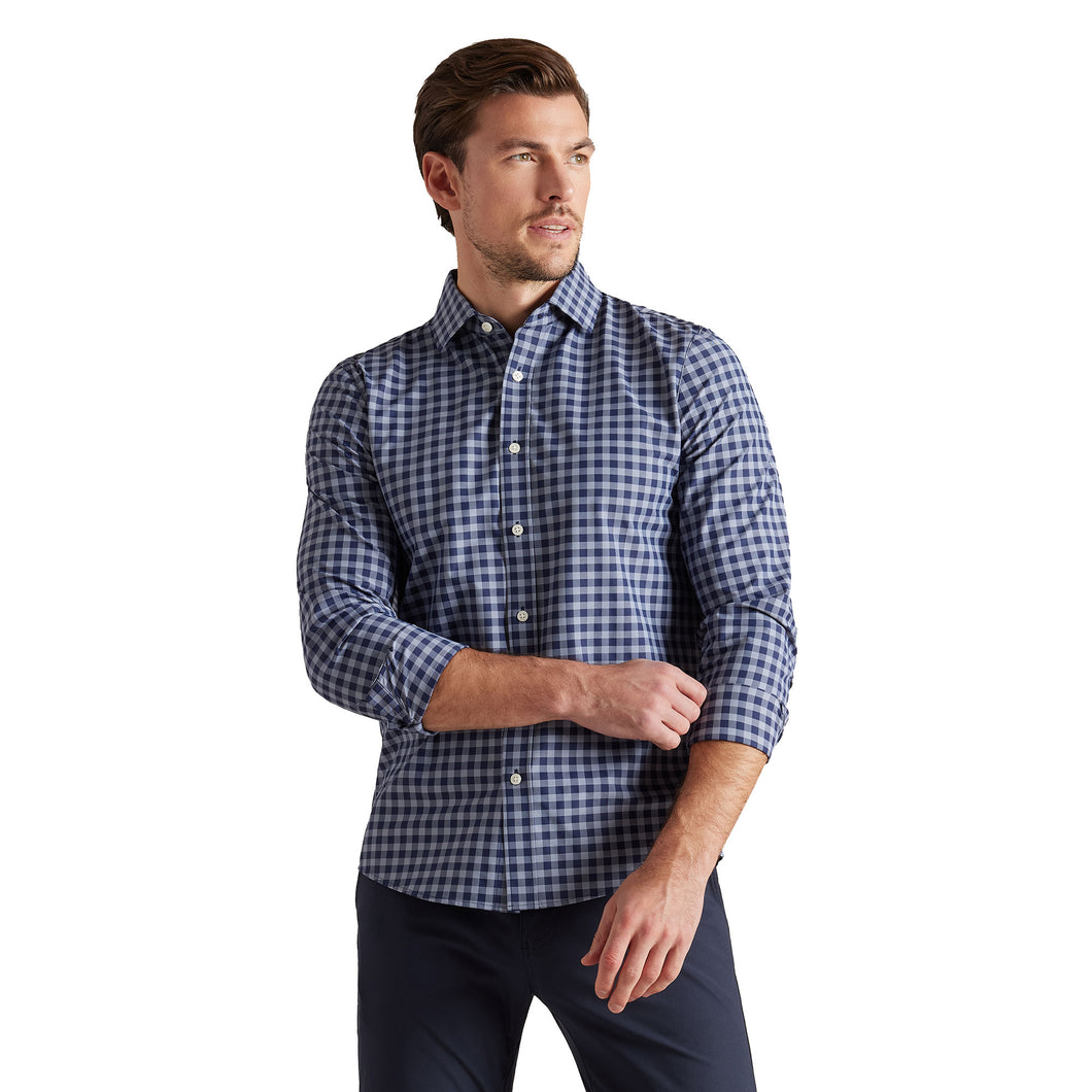 Rhone State of Mind Slim Fit Mens Shirt - Bl/Lt Bl Ginghm/XL