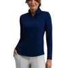 Ibkul Essential Solid Mock Long Sleeve Womens Quarter-Zip