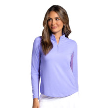 Load image into Gallery viewer, Ibkul Essential Solid Mock LS Womens QZ - Lavender/XL
 - 6