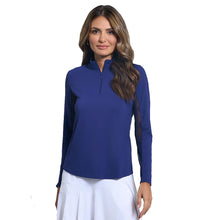 Load image into Gallery viewer, Ibkul Essential Solid Mock LS Womens QZ - Navy/XL
 - 8