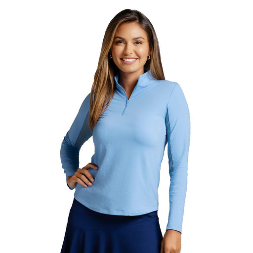 Ibkul Essential Solid Mock LS Womens QZ - Peri/XL