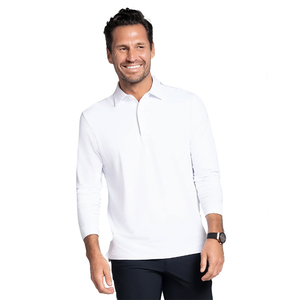 Ibkul Essential Solid LS Mens Polo - White/XL