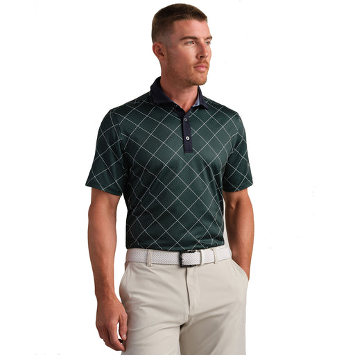 Rhone Sport Spread Collar Mens Polo - Moss Grn Diamnd/XL