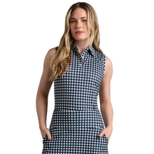 Load image into Gallery viewer, Rhone Course to Court Sleeveless Womens Polo - Nvy Blu Gingham/XL
 - 3