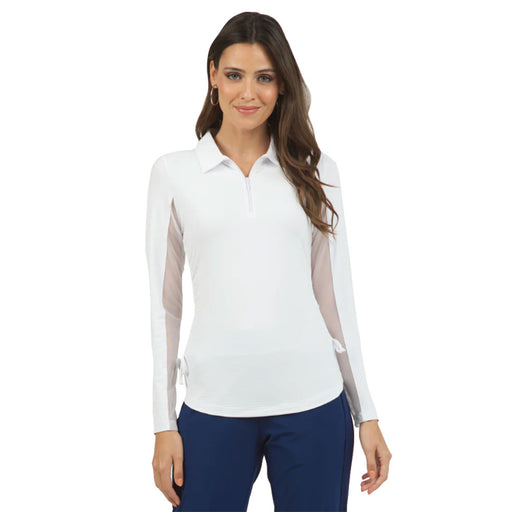 Ibkul Adjustable Length Long Sleeve Wmns Polo - White/XL