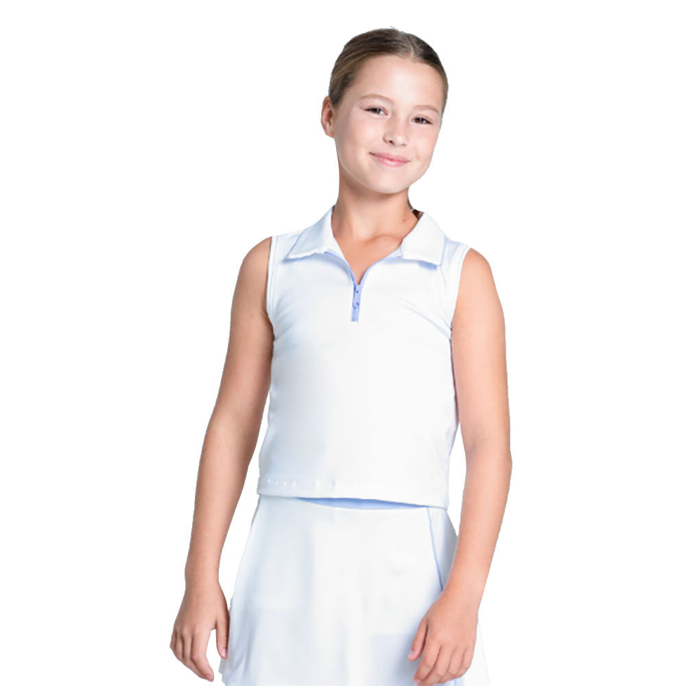 Lucky In Love Club Zip Sleeveless Polo - Baby Lavender/M