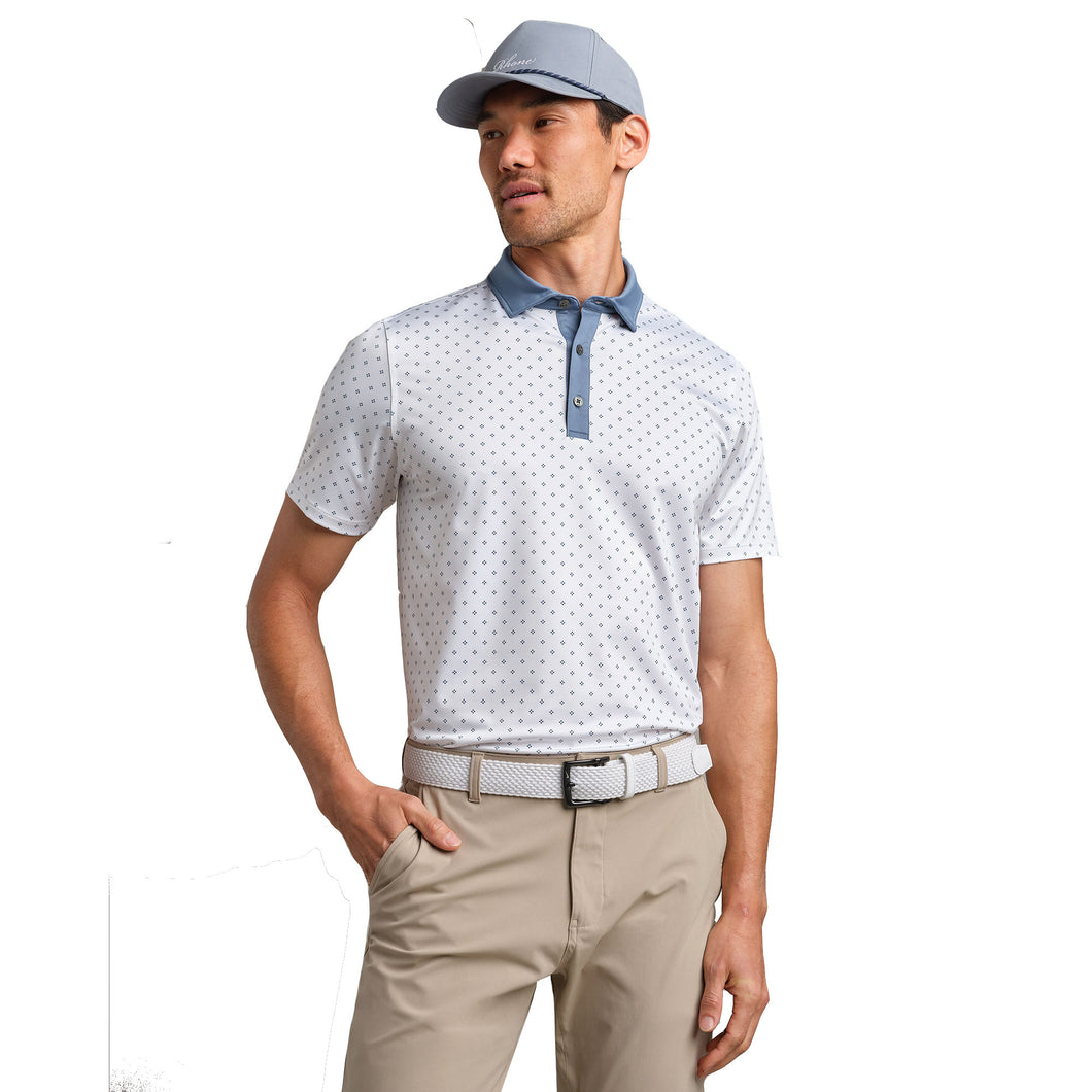 Rhone Sport Micro Foulard Mens Polo - Bl Stone Foulrd/XL