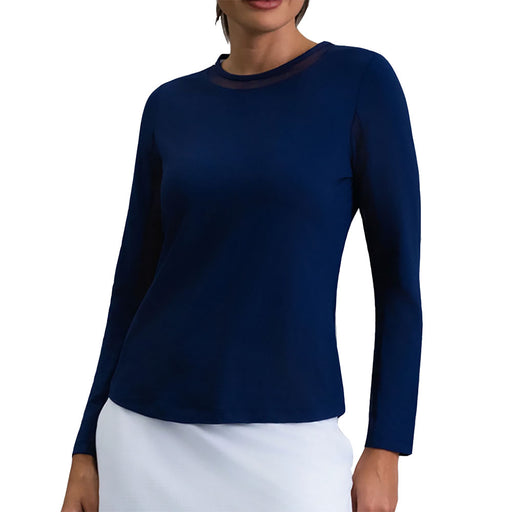 Ibkul Essential Solid LS Crew Mesh Wmn Tenns Shirt - Classic Navy/XL
