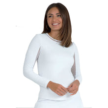 Load image into Gallery viewer, Ibkul Essential Solid LS Crew Mesh Wmn Tenns Shirt - White/XL
 - 7