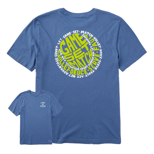 Life Is Good Tennis Ball Word Crusher Mens T-Shirt - Vintage Blue/XXL