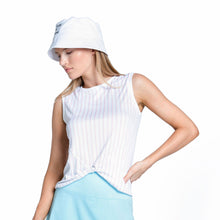 Load image into Gallery viewer, Lucky In Love Retro Stripe Twist Wmns Tennis Tank - White/L
 - 1