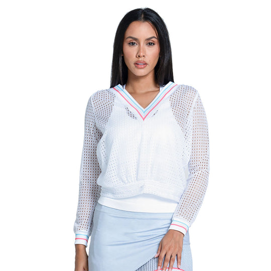 Lucky In Love Retro Stripe Womens Tennis Pullover