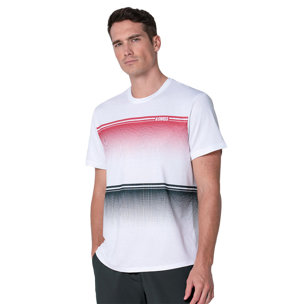 K-Swiss Gradient Descent Mens Tennis Shirt - White/Black/XL