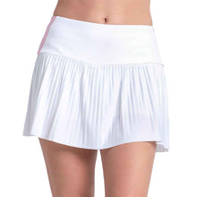 Load image into Gallery viewer, Lucky In Love Racer Rib Pleat Womens Tennis Skirt - White/Pink/L
 - 7