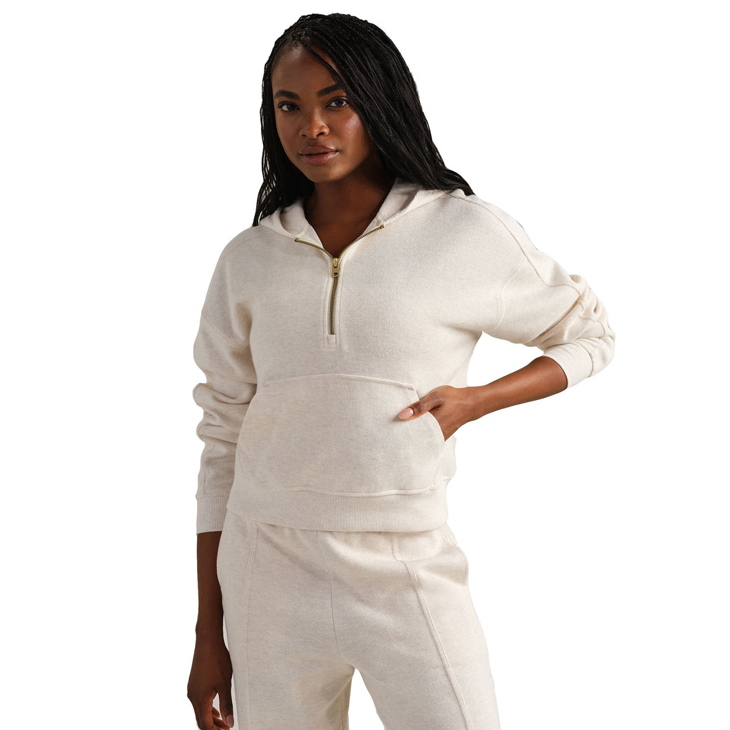 Rhone Signature Rib Half Zip Womens Pullover - Oatmeal Heather/L