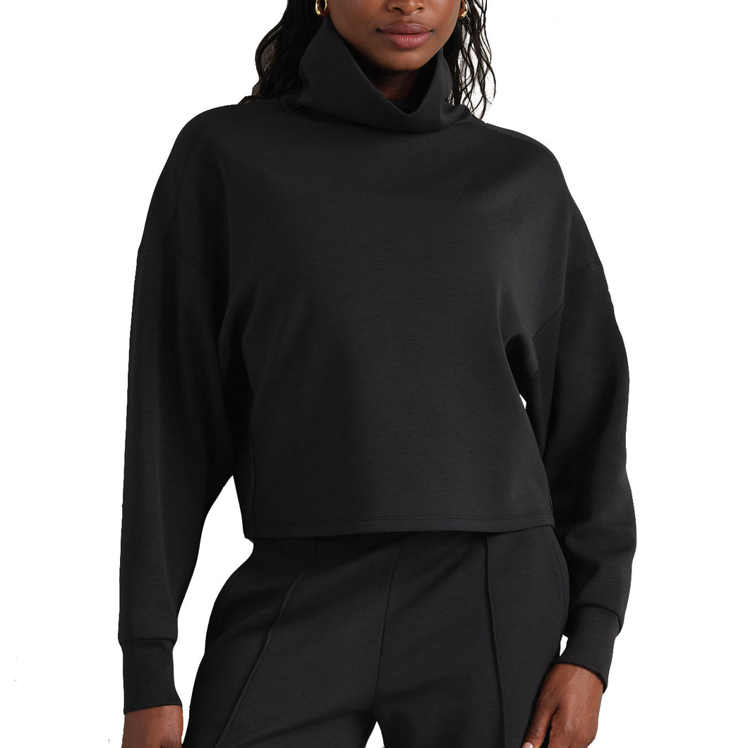 Rhone DreamGlow Mock Neck Womens Pullover - Pure Black Hthr/XL