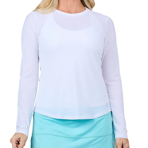 Sofibella Staples Womens Long Sleeve Tennis Shirt - White/XL