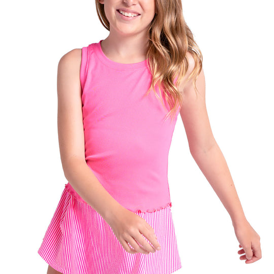 Lucky In Love Flutterline Girls Tennis Tank