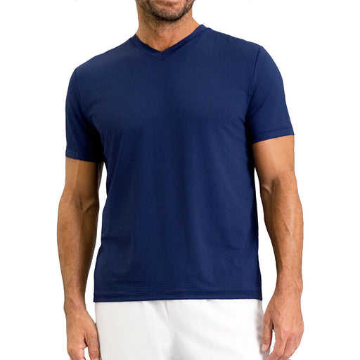 Ibkul Solid Short Sleeve V Neck Mens Tennis Shirt - Classic Navy/XXL