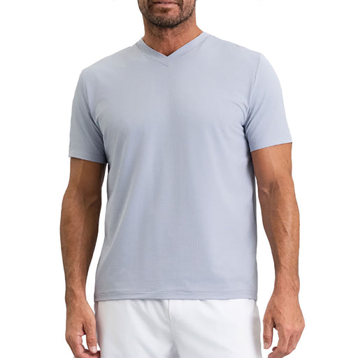 Ibkul Solid Short Sleeve V Neck Mens Tennis Shirt - Platinum/XL