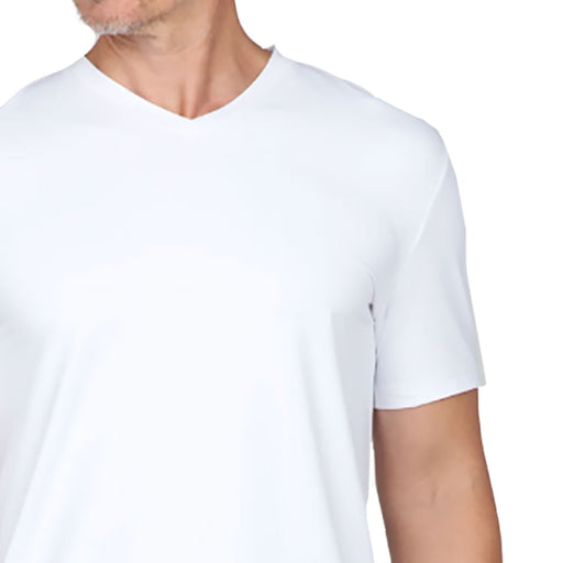 Ibkul Solid Short Sleeve V Neck Mens Tennis Shirt