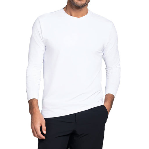 Ibkul Long Sleeve Crewneck Mens Tennis T-Shirt - White/XL