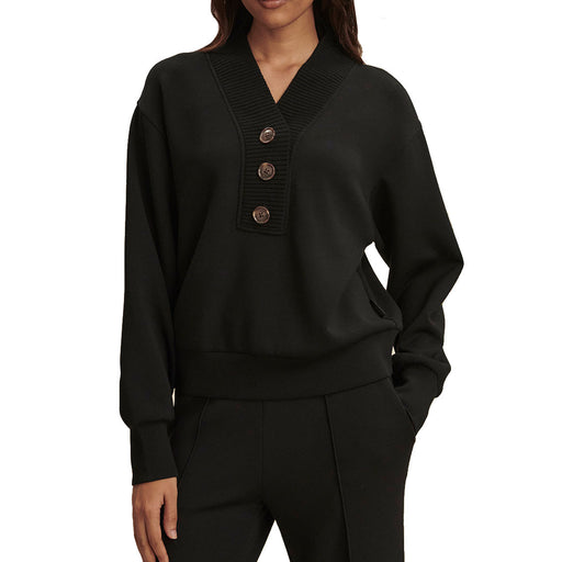 Varley Lucine Button Front Sweat Womens Pullover - Black/L