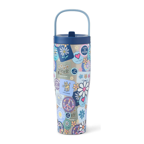 Life Is Good Flora Sticker Collage 30oz Stainless Corkcicle Go Cup Water Bottle - 2