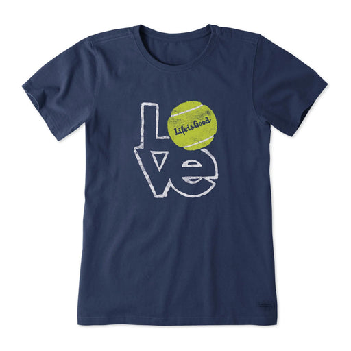 Life Is Good Love Tennis Shortsleeve Women T-Shirt - Darkest Blue/XL