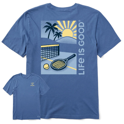 Life Is Good Tennis Court Beach Shortsleeve Crusher Mens T-Shirt