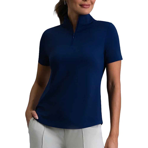 Ibkul Essential Solid SS Mock Womens QZ - Classic Navy/XL