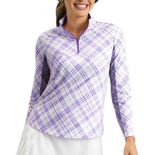 Load image into Gallery viewer, Ibkul Tony Long Sleeve Mock Womens QZ - Lavender/White/XL
 - 4