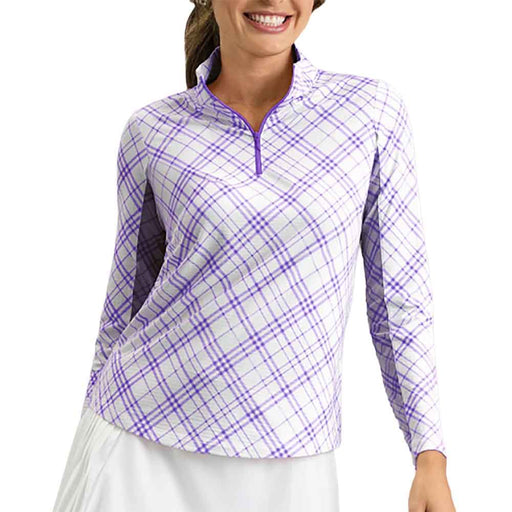 Ibkul Tony Long Sleeve Mock Womens QZ - Lavender/White/XL