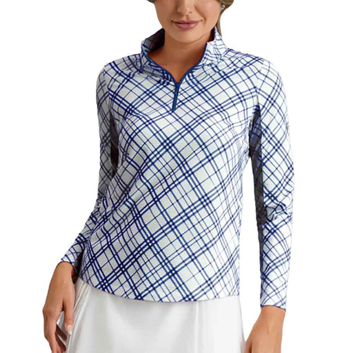 Ibkul Tony Long Sleeve Mock Womens QZ - Navy/White/XL