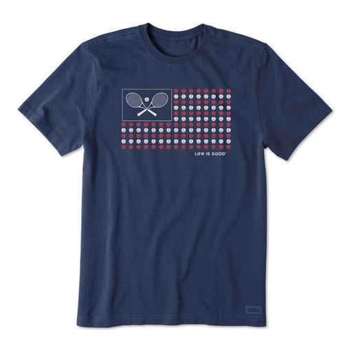 Life Is Good Tennis Flag Crusher SS Mens T-Shirt - Darkest Blue/XXL