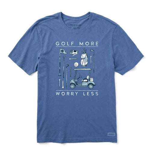 Life Is Good More Worry Less Crsh SS Mens Tee - Vintage Blue/XXL