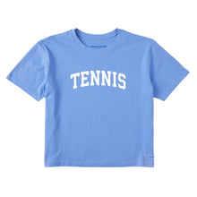 Load image into Gallery viewer, Life Is Good Tennis Arch Crusher Boxy Women Tee - Cornflower Blue/XL
 - 1