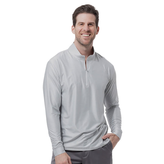 SanSoleil SolTek Ice Check Long Sleeve Mock Mens Quarter-Zip Pullover