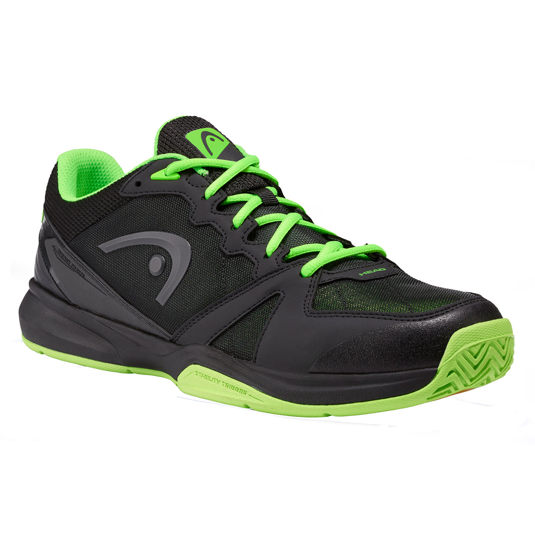 Head Revolt Black Mens Indoor Court Shoes - Black/Green/13.0