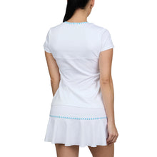 Load image into Gallery viewer, Sofibella White Racquet SS Aqua Women Tennis Shirt
 - 2
