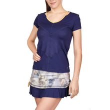 Load image into Gallery viewer, Sofibella White Racquet SS Aqua Women Tennis Shirt - Navy/XL
 - 3