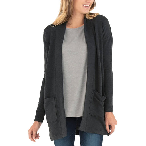 Free Fly Thermal Fleece Cardigan Womens Sweater - HTHR BLACK 101/XL