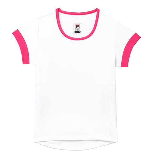 Fila Core Girls Short Sleeve Tennis Shirt - WHT/BR PNK 108/M