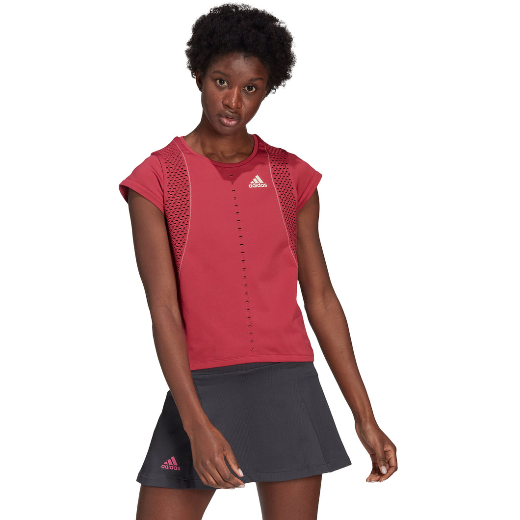 Adidas Primeblue Primeknit PK Womens Tennis Shirt - Wild Pink/L