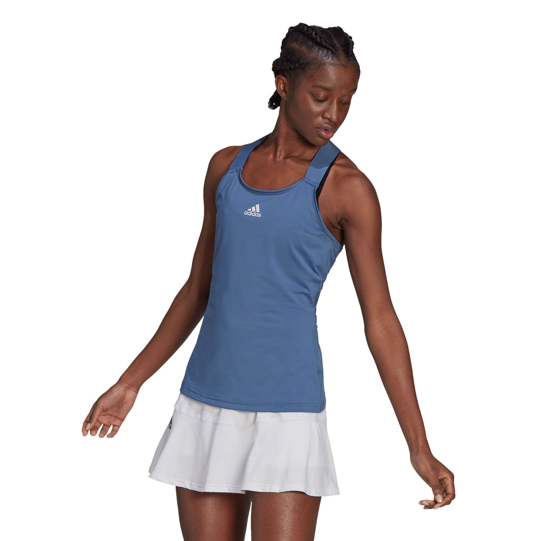 Adidas Y-Tank Crew Blue Womens Tennis Tank Top - Crew Blue/White/L