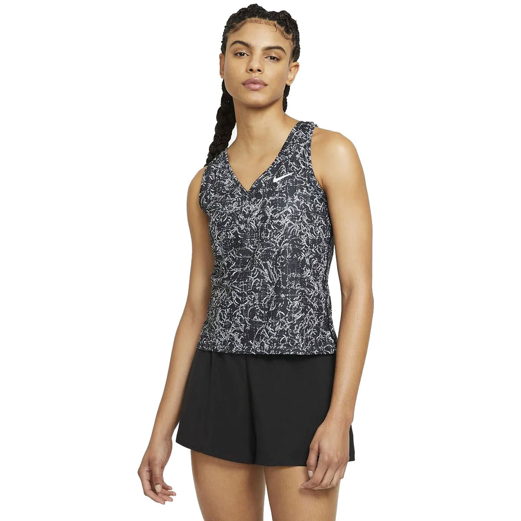 NikeCourt Victory Print Womens Tennis Tank Top - BLACK 010/XL