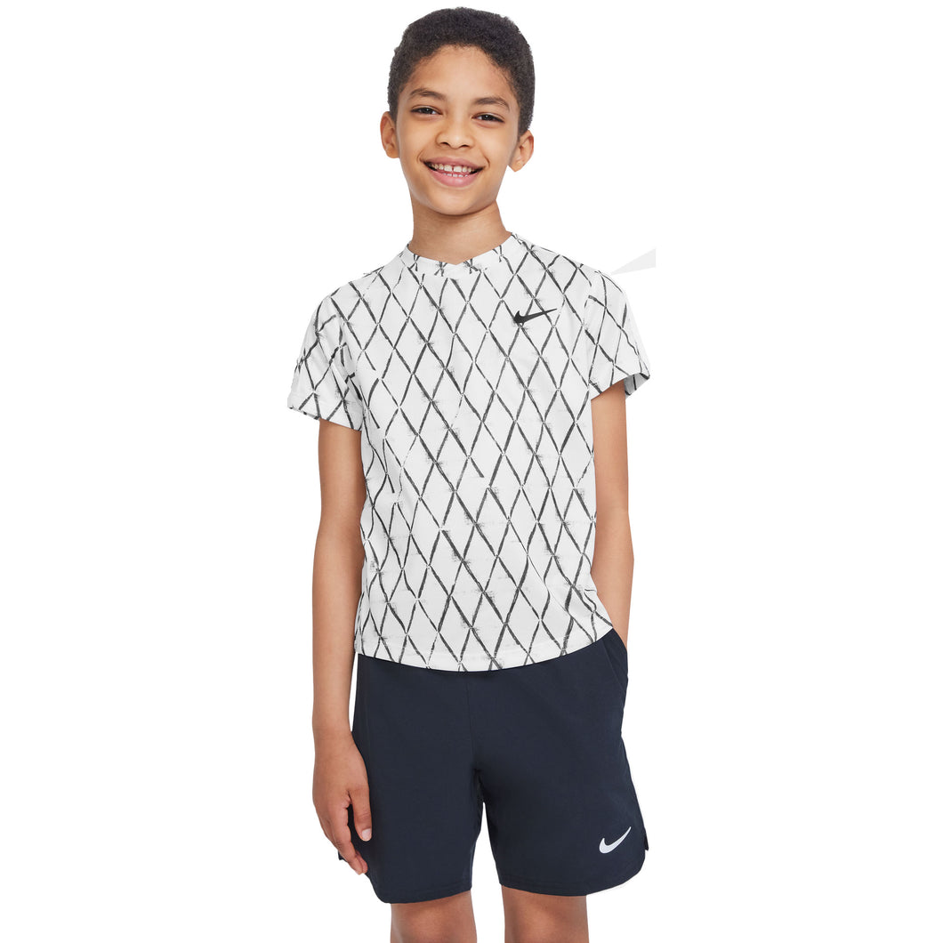 NikeCourt Dri-FIT Victory Boys SS Tennis Shirt - WHITE 100/XL