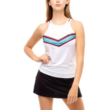 Load image into Gallery viewer, Lucky in Love Color Block Tie Wht Wmn Tennis Tank - WHITE 110/L
 - 1