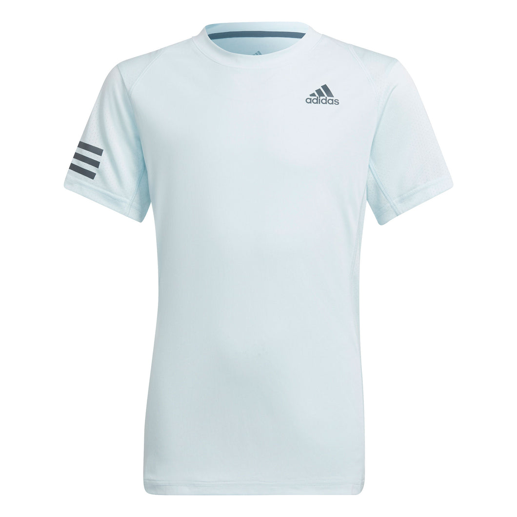 Adidas Club 3 Stripe Boys Tennis Shirt - ALMOST BLUE 450/XL