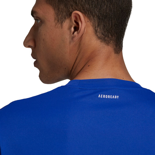 Adidas Club 3 Stripes Bold Blue Mens Tennis Shirt
